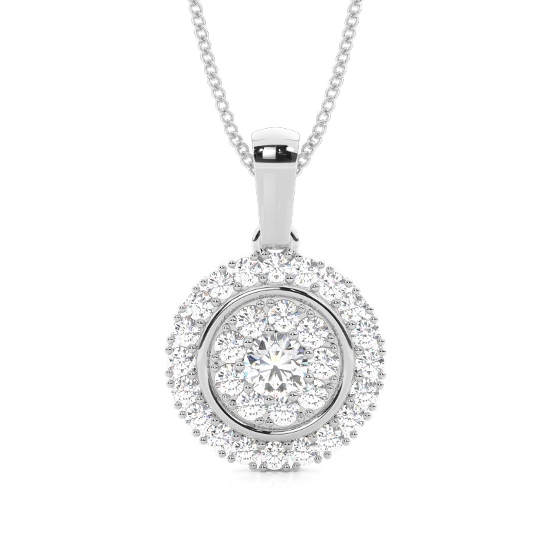 White Gold Cluster Pendant Necklaces