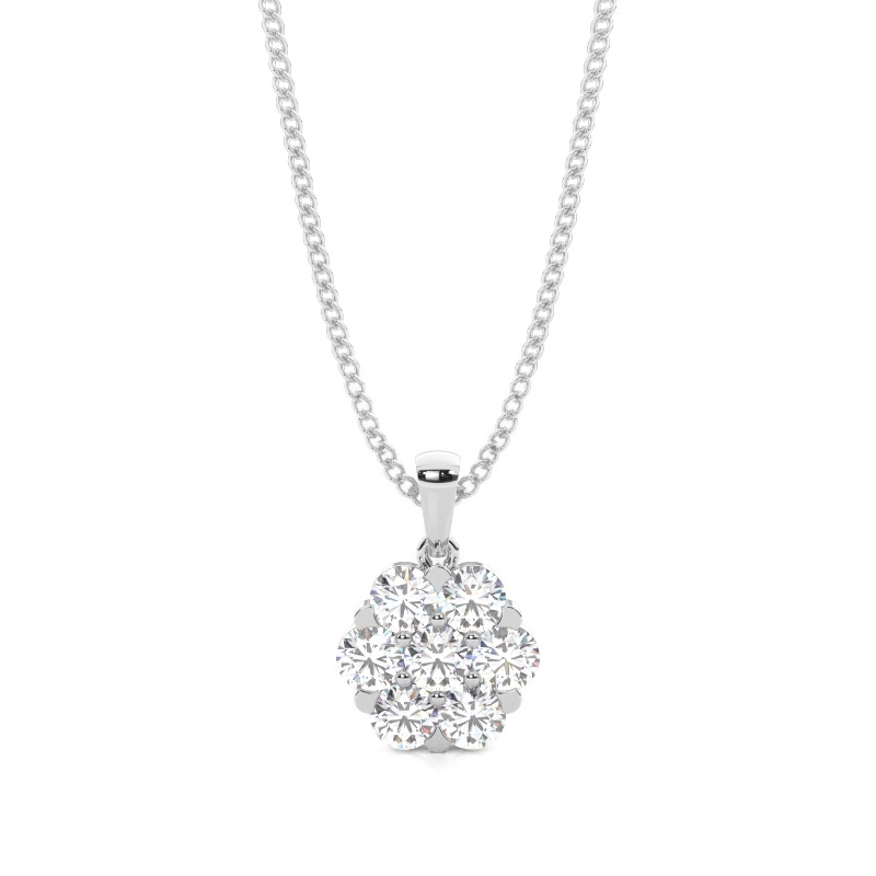 White Gold Cluster Pendant Necklaces