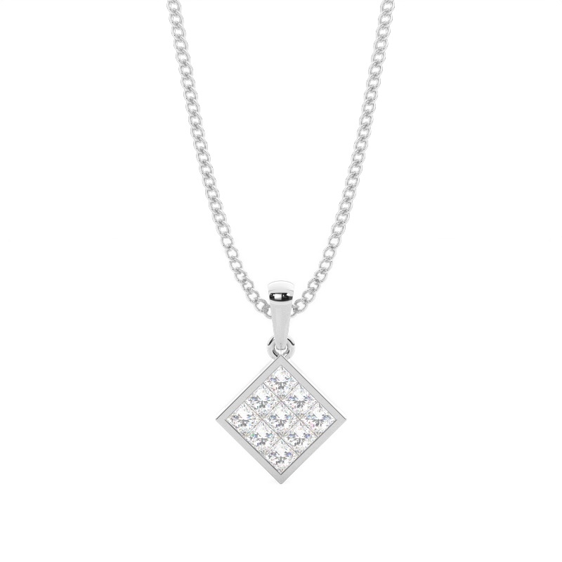 White Gold Cluster Pendant Necklaces