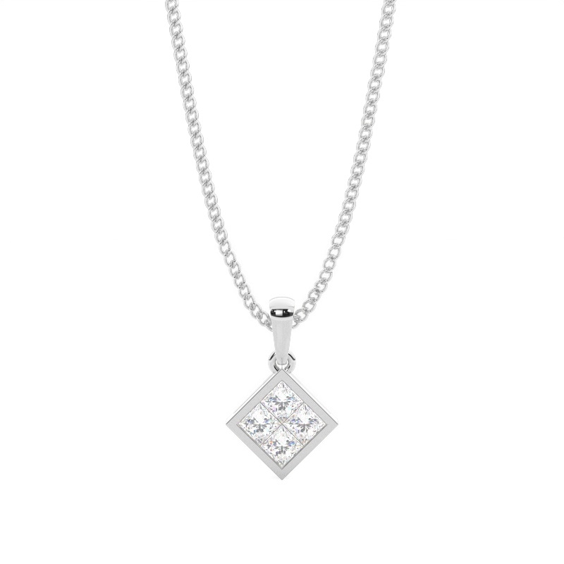 White Gold Cluster Pendant Necklaces