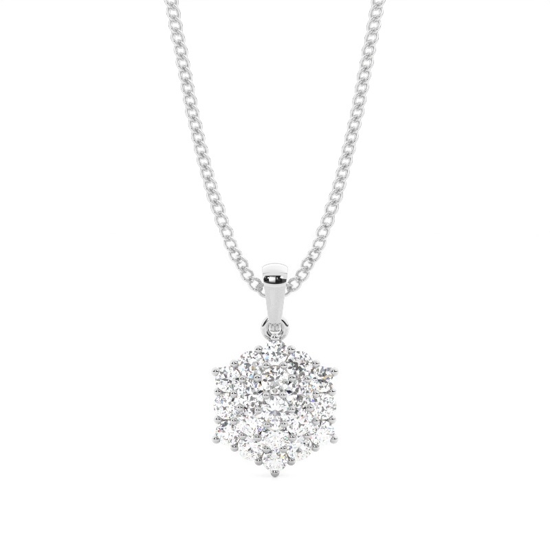 White Gold Cluster Pendant Necklaces