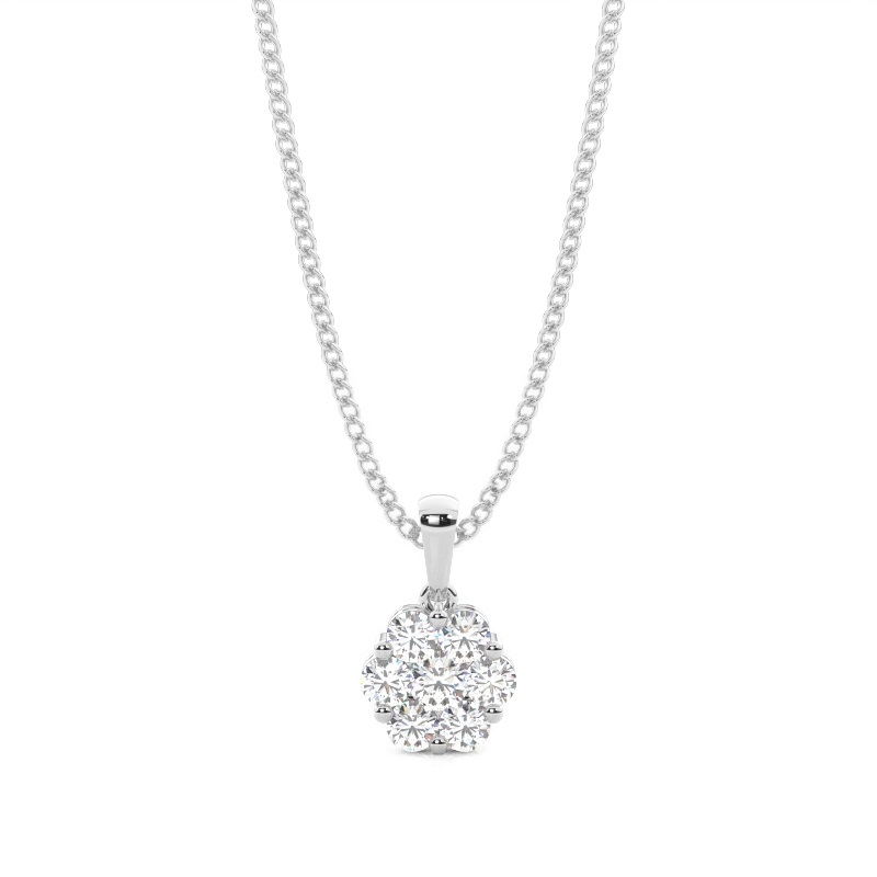 White Gold Cluster Pendant Necklaces