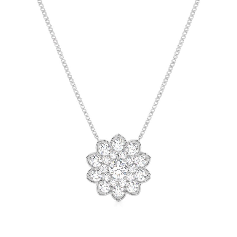 White Gold Cluster Pendant Necklaces