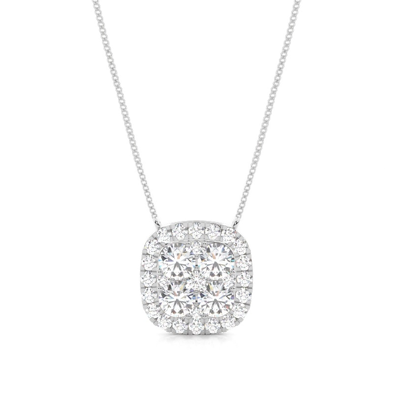 White Gold Cluster Pendant Necklaces