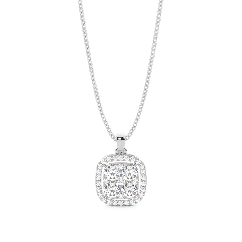 White Gold Cluster Pendant Necklaces
