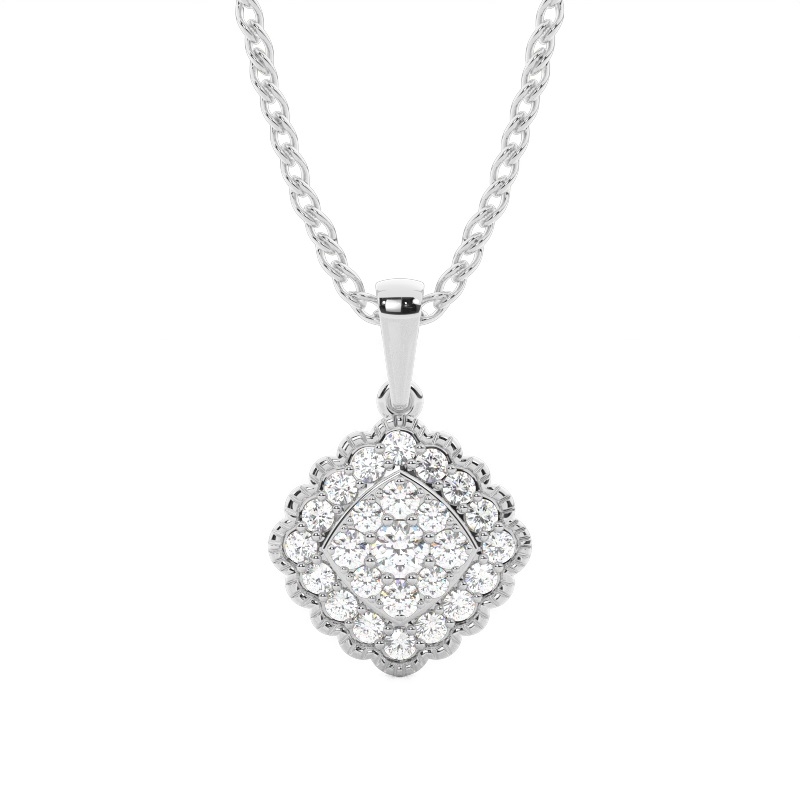 White Gold Cluster Pendant Necklaces