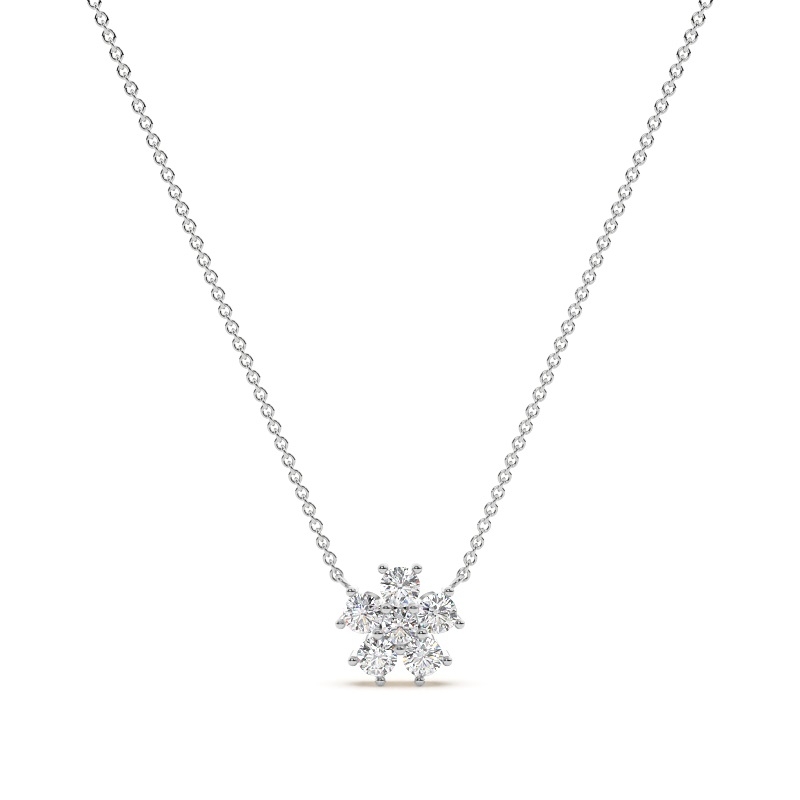 White Gold Cluster Pendant Necklaces