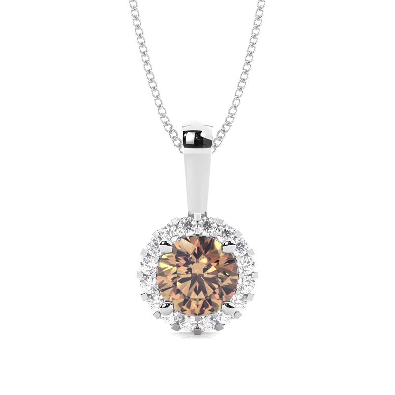 White Gold Halo Diamond Pendants 