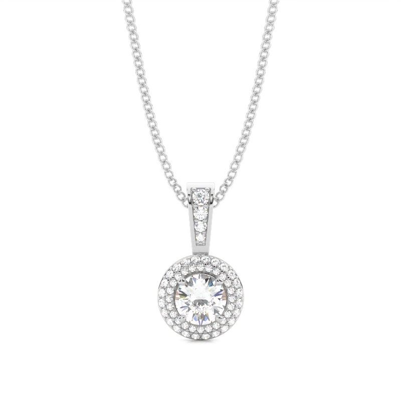 White Gold Halo Diamond Pendants 