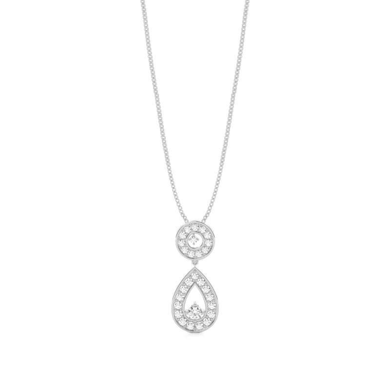 White Gold Halo Diamond Pendants 