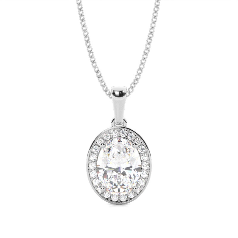 White Gold Halo Diamond Pendants 