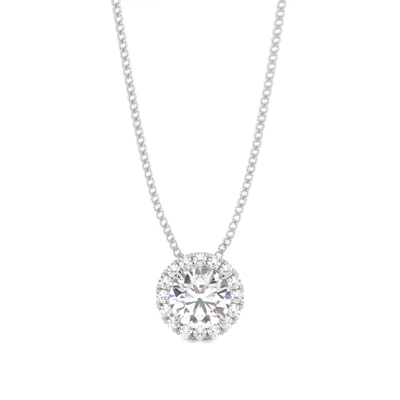 White Gold Halo Diamond Pendants 