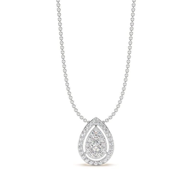 White Gold Halo Diamond Pendants 