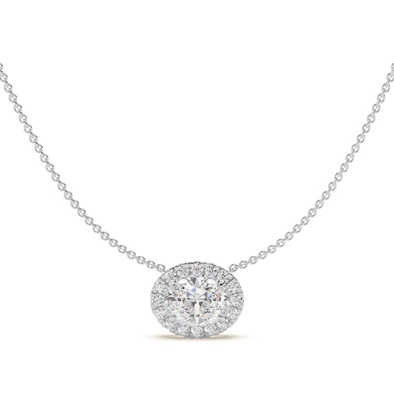 White Gold Halo Diamond Pendants 