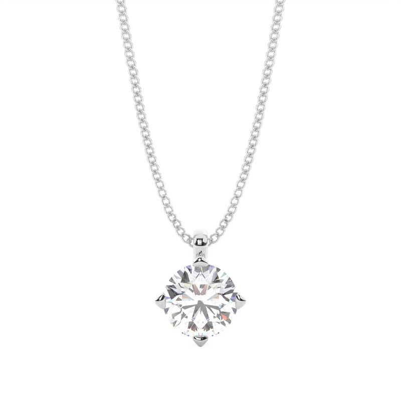 White Gold Solitaire Pendant Necklaces