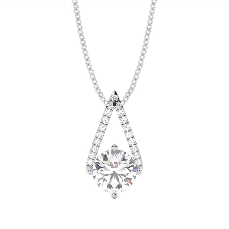 White Gold Solitaire Pendant Necklaces