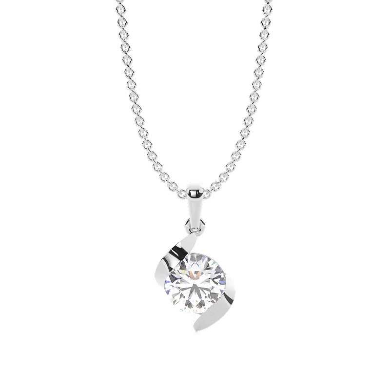 White Gold Solitaire Pendant Necklaces
