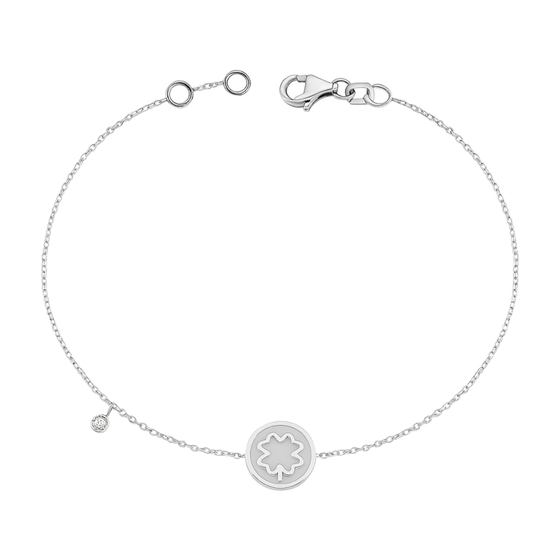 Enamel Clover & Diamond Chain Bracelet