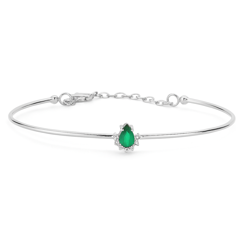 Pear Emerald & Diamond Bracelet