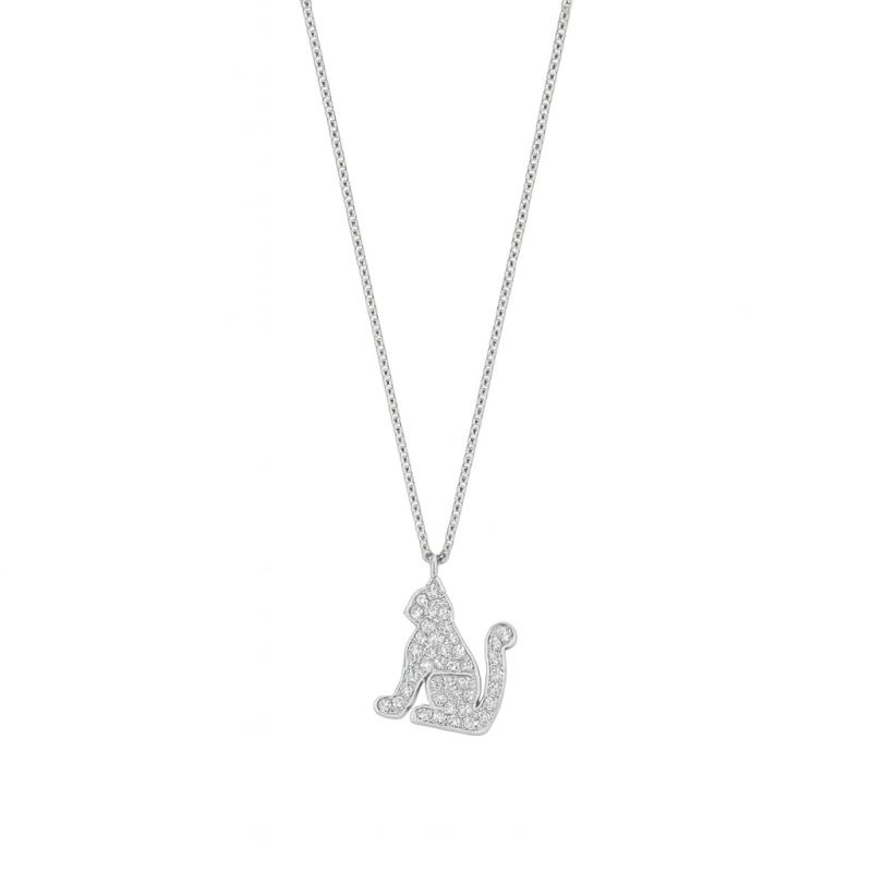 Diamond Cat Pendant Necklace